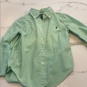 Green check boys button down